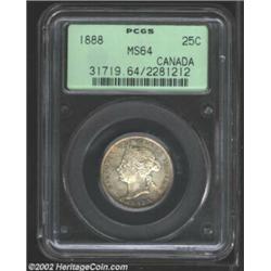 Victoria 25 Cents 1888, KM5, MS64 PCGS, intricately detailed with shimmering cartwheel brilliance th