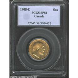 Edward VII Gold Sovereign 1908C, SP58 PCGS, Specimen and very rare, only 636 minted total. Important