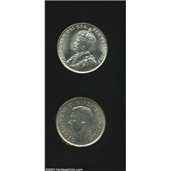 George V 5 Cents 1923 and George VI 5 Cents 1938, KM29 and 33. Sharp BU and AU-UNC. 2 coins Importan