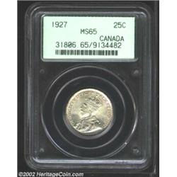 George V 25 Cents 1927, KM24a, MS65 PCGS, aside from the 1936 Dot, the 1927 is the most difficult of