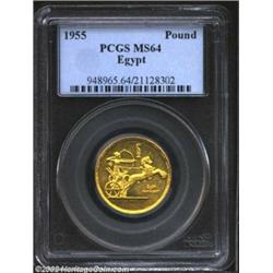 Republic Gold Pound 1955, KM387, MS64 PCGS, featuring the popular chariot motif. Important notice: W