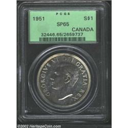 George VI Specimen dollar 1951, Head left/Canoe with date and value, KM ...