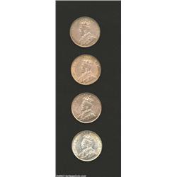 Newfoundland George V 50 Cents (4) including:1911 AXF, 1917C (2) XF, and 1918C XF. 4 coins Important