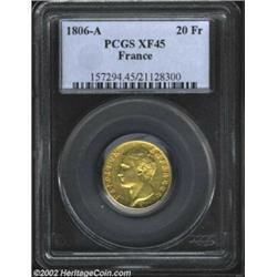 Napoleon Empereur 20 Francs 1806A, KM674.1, XF45 PCGS. Important notice: We expect to be auctioning.