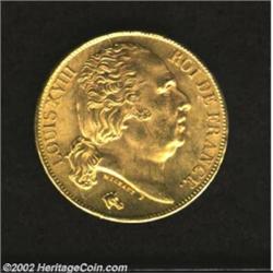 Louis XVIII Gold 20 Francs 1824A, KM712.1, Choice Brilliant UNC. Important notice: We expect to be a