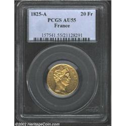 Charles X Gold 20 Francs 1825A, KM726.1, AU55 PCGS, well above average for this type. Important noti