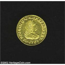 Carlos III Gold Escudo 1767PN-J, KM35, Choice XF-AU, extremely lustrous, a very attractive example.E