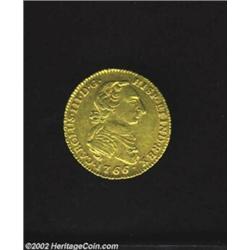 Carlos III Gold 2 Escudos 1767NR-JV, KM40, VF-XF, very attractive toning and bold details, very scar