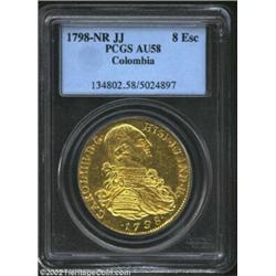 Carlos IIII Gold 8 Escudos 1798-NR JJ, KM62.1, AU58 PCGS. This fully lustrous example is an ideal ty