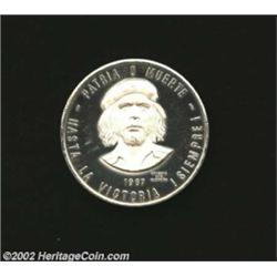 Pattern Silver Peso 1970, Portrait of Ernesto Che Guevara, KM-PN11, Proof, with wispy hairlines. One