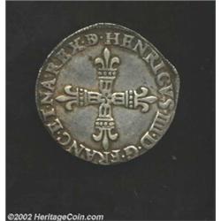 Henri III 1/4 Ecu 1602 Crowned shield of France & Navarre, KM31, Choice Toned VF, a superb example o