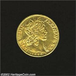 Louis XIII Gold 2 Louis D'or 1640A, KM108, AU, just a fabulous coin with fully struck details and gl