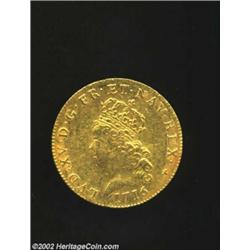 Louis XV Gold 2 Louis D'or 1716A, KM428.1, crowned bust left with long hair, choice XF-AU with nearl