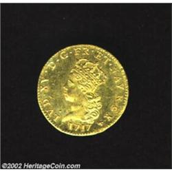 Louis XV Gold Louis D'or 1717A, KM430.1, Uncirculated, one year Noailles issue. Minor contact marks.