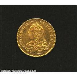 Louis XV Gold 1/2 Louis D'or 1726A, KM488.1, Very Fine.Ex: Coin Galleries April 10, 1985, lot 488. F