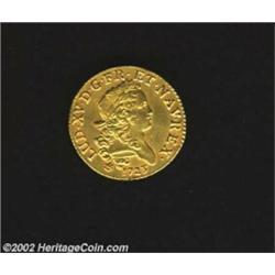 Louis XV Gold Louis d'Or 1723D, KM468.5, rare mint, Bold XF, lightly cleaned. From the Hans A. Land.