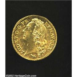 Louis XV Gold Louis D'or 1747/3A, KM513.1, Uncirculated, the overdate feature is unlisted in Krause.