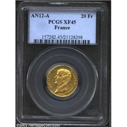 Napoleon Bonaparte, Premier Consul Gold 20 Francs L'An 12A, KM651, XF45 PCGS. Important notice: We e