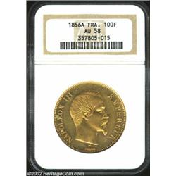 Napoleon III Gold 100 Francs 1856A, KM786.1, AU58 NGC. Important notice: We expect to be auctioning.