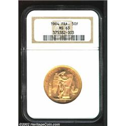 Republic Gold 50 Francs 1904A, KM831, MS63 NGC. Important notice: We expect to be auctioning lots at