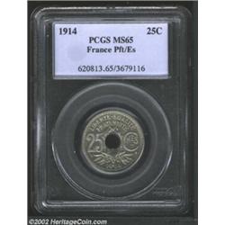 Piefort Essai 25 Centimes 1914, KM-PE272, MS65 PCGS. Important notice: We expect to be auctioning lo