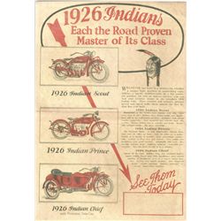 Steve McQueen – Personally Owned 1926 Indian Brochure