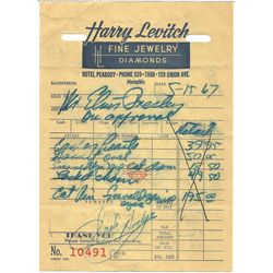 Elvis Presley – Jewelry Receipt (needing Elvis to approve)