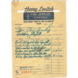 Elvis Presley – Wedding Gifts Receipt