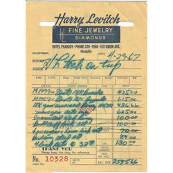 Elvis Presley – 1967 Jewelry Receipt (Lot 1)