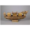 Chinese Hardstone Carved Dragon Boat