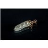 Image 1 : Chinese Icy Green Jadeite Pendant 11 Diamonds 18K