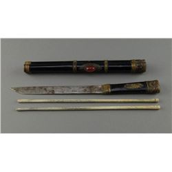 Antique Japanese Knife and Bone Chopsticks