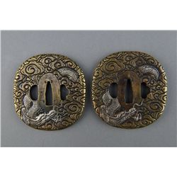 Pair of Japanese Sword Tsuba with Dragons