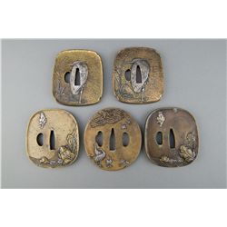 Set of Five Japanese Sword Tsuba Form