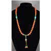 Image 1 : Fine Tibet Red Coral w/ Turquoise Gilt Necklace