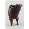 Image 1 : Finely Carved Chinese Horn Tripod Dragon Cup