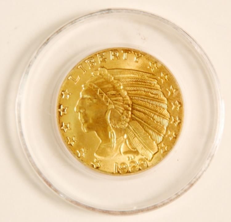 1929 Indian Head $5 Dollar Gold Coin Copy Value