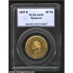 Hannover. George IV Gold 10 Thaler 1829B, KM133, AU53 PCGS. Important notice: We expect to be auctio