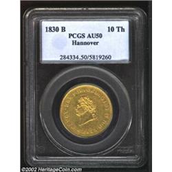 Hannover. George IV Gold 10 Thaler 1830B, KM133, AU50 PCGS, final year of type. Important notice: We