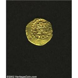 Philip V Gold Escudo 1705-H, KM35, Strong VF+ with bold details including the date, mintmark and ass