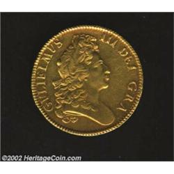 William III Gold 5 Guineas 1699, KM505.1, Very Fine, minor edge bump on both sides.Ex: From the Hans