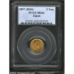 Gold 5 Yen Meiji 30 (1897), Y32, MS66 PCGS. Important notice: We expect to be auctioning lots at the