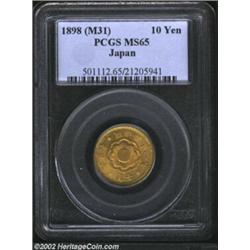 Gold 10 Yen Meiji 31 (1898), Y33, MS65 PCGS. Important notice: We expect to be auctioning lots at th