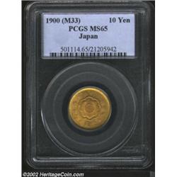 Gold 10 Yen Meiji 33 (1900), Y33, MS65 PCGS. Important notice: We expect to be auctioning lots at th