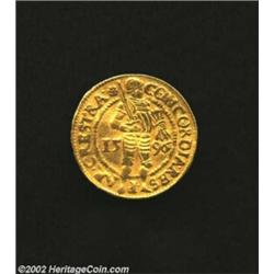 Utrecht. Gold Ducat 1596, KM7, popular 16th century date era, Nice VF-XF. Important notice: We expec