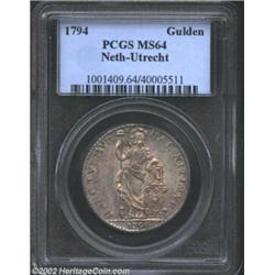 Utrecht. Gulden 1794, KM102, MS64 PCGS. An extremely attractive coin with medium gray toning. Import