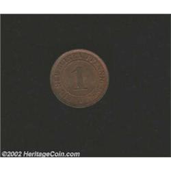 Pfennig 1894A. KM1, Choice UNC with considerable red mint luster. Well above average for this popula