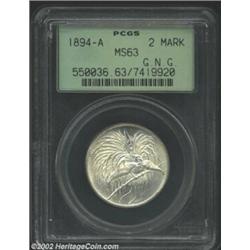 2 Mark 1894A, KM6, MS63 PCGS, untoned with familiar bird of paradise reverse. Important notice: We e