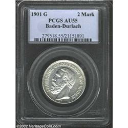 Baden. Friedrich 2 Marks 1901G, KM269, AU55 PCGS. Very scarce type. Important notice: We expect to b