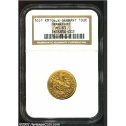 Frankfurt. Gold Trade Ducat 1651, KM104.2, MS63 NGC. Important notice: We expect to be auctioning lo